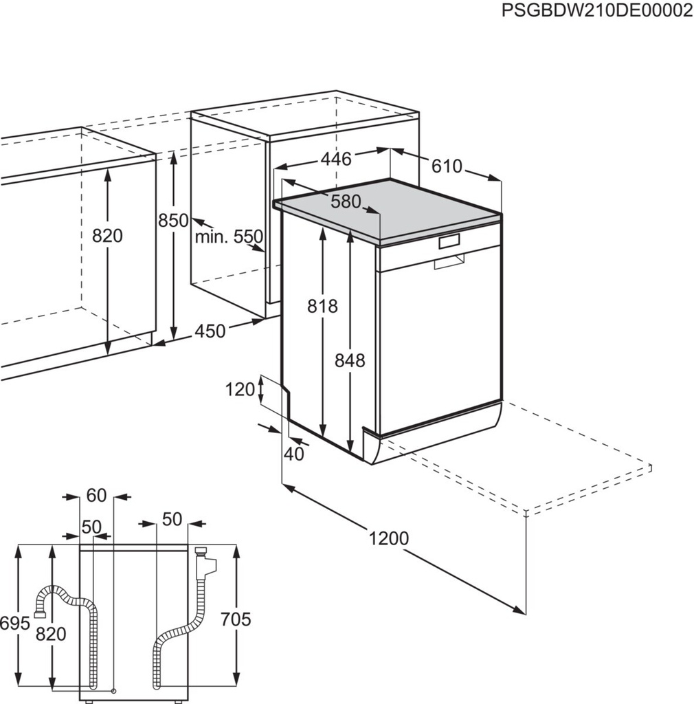 AEG FFB73527ZM, lavavajillas, 45cm, inox, clase D