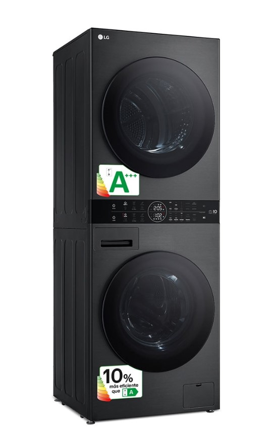 LG WT1210BBF, torre de lavado y secado, 2 en 1, Smart Pairing, TurboWash, 12/10kg, clase A/A+++