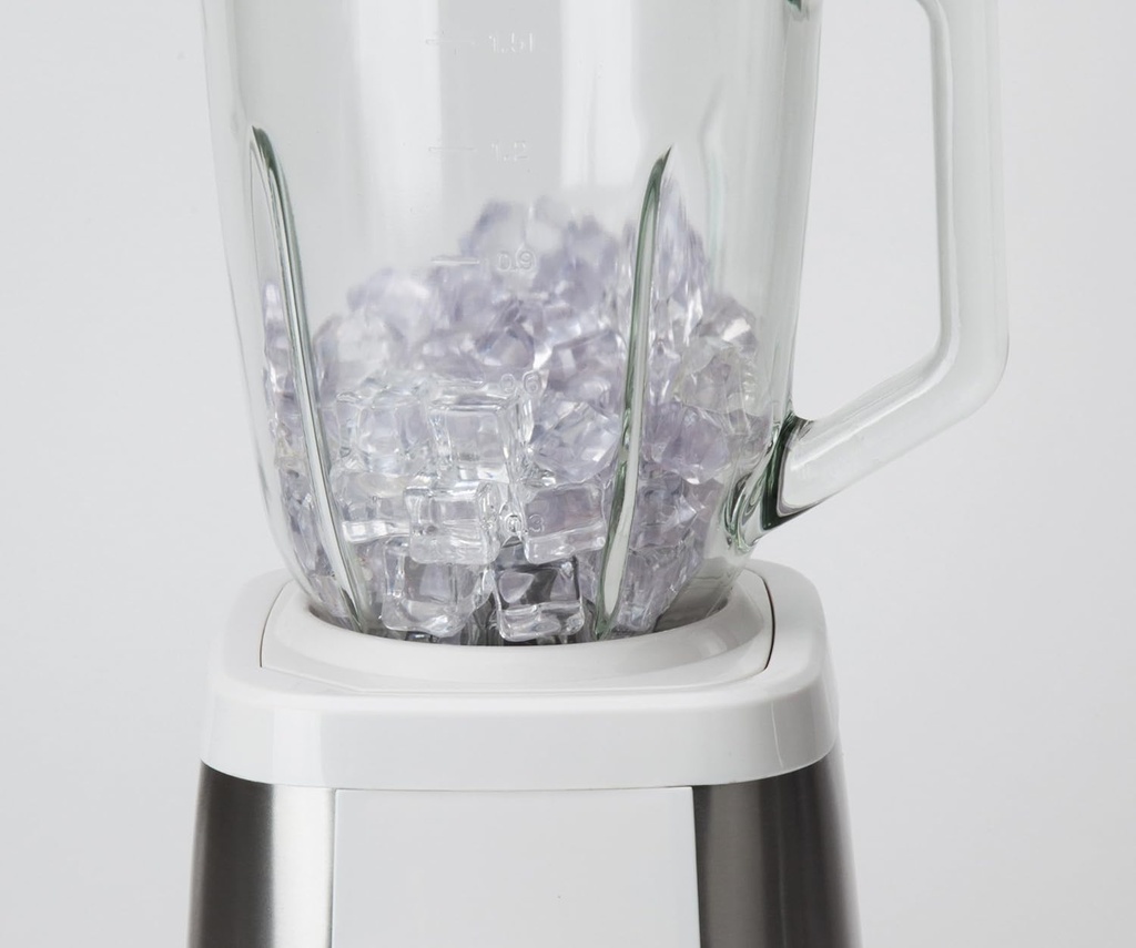 Jata BT797, batidora de vaso de cristal BT797, 1.300 W de potencia y cuchilla dentada apta para picar hielo