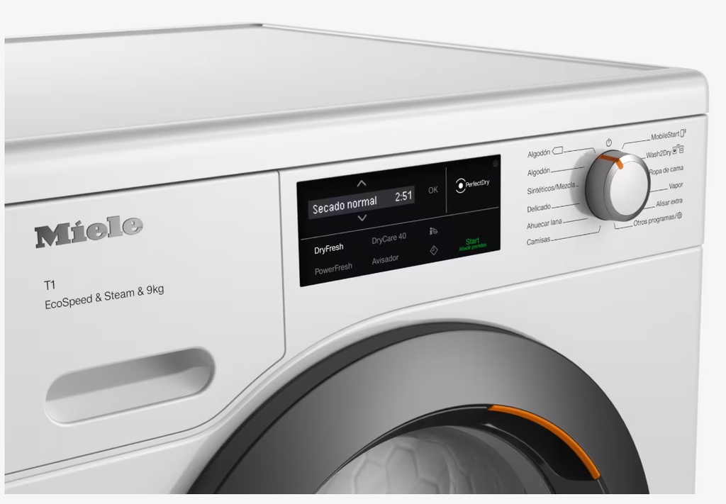 Miele TCL780WP, secadora de bomba de calor, 9kg, DryCare 40, SilenceDrum, PerfectDry, blanco, clase A+++