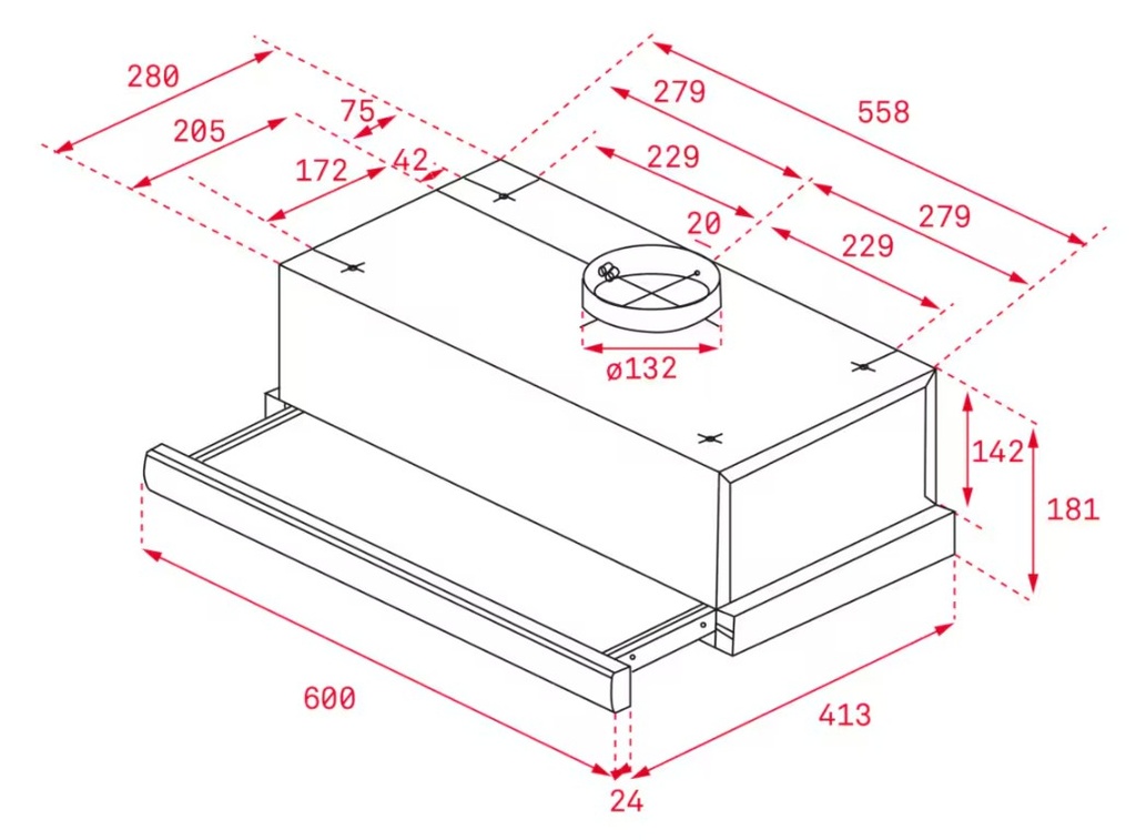 Teka TL6310, campana extractora extensible, 60cm, 65 dB, blanca, clase D