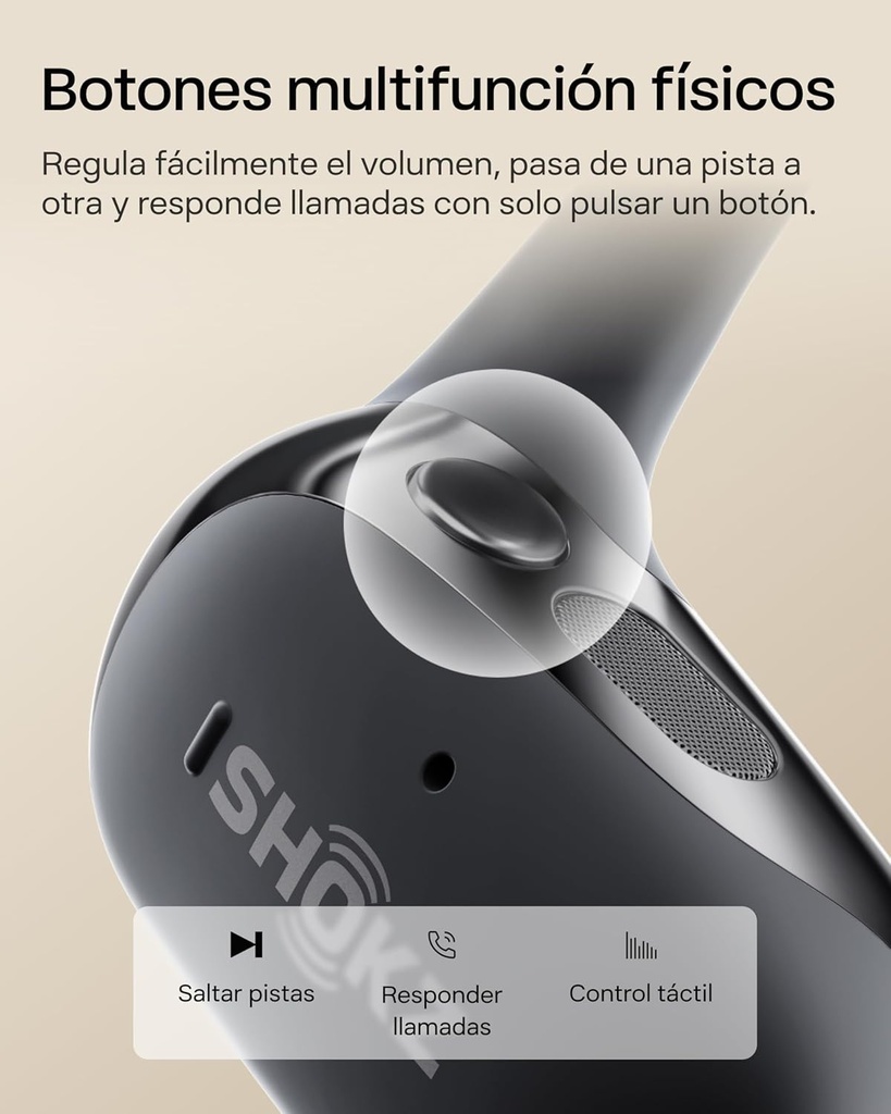 Auriculares conducción aérea, Shokz OpenFit, Tecnología Open-Ear, Graves potentes, Llamadas nítidas, Batería hasta 28h de uso
