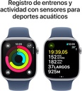 Apple Watch Serie 10, 42mm, GPS, Reloj inteligente, llamadas BT, monitor de frecuencia cardiaca, App ECG Plata/Azul