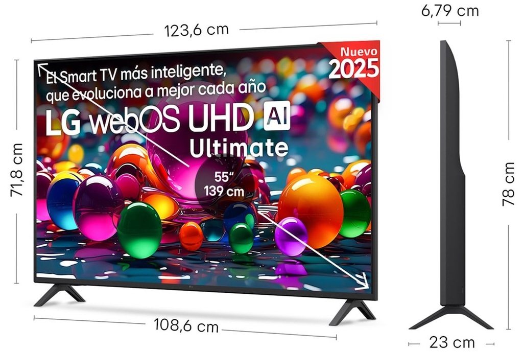 LG 55UA75006LA, TV LED 55'', 4K Ultra HD, 60 Hz, WebOS25, Smart TV