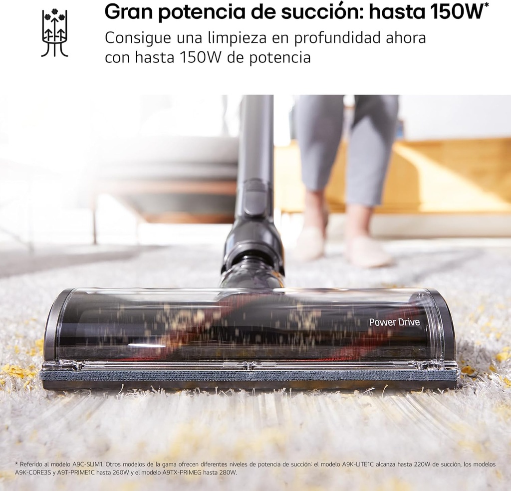 LG A9C-SLIM1C, Aspirador Escoba LG CordZero 150W succión