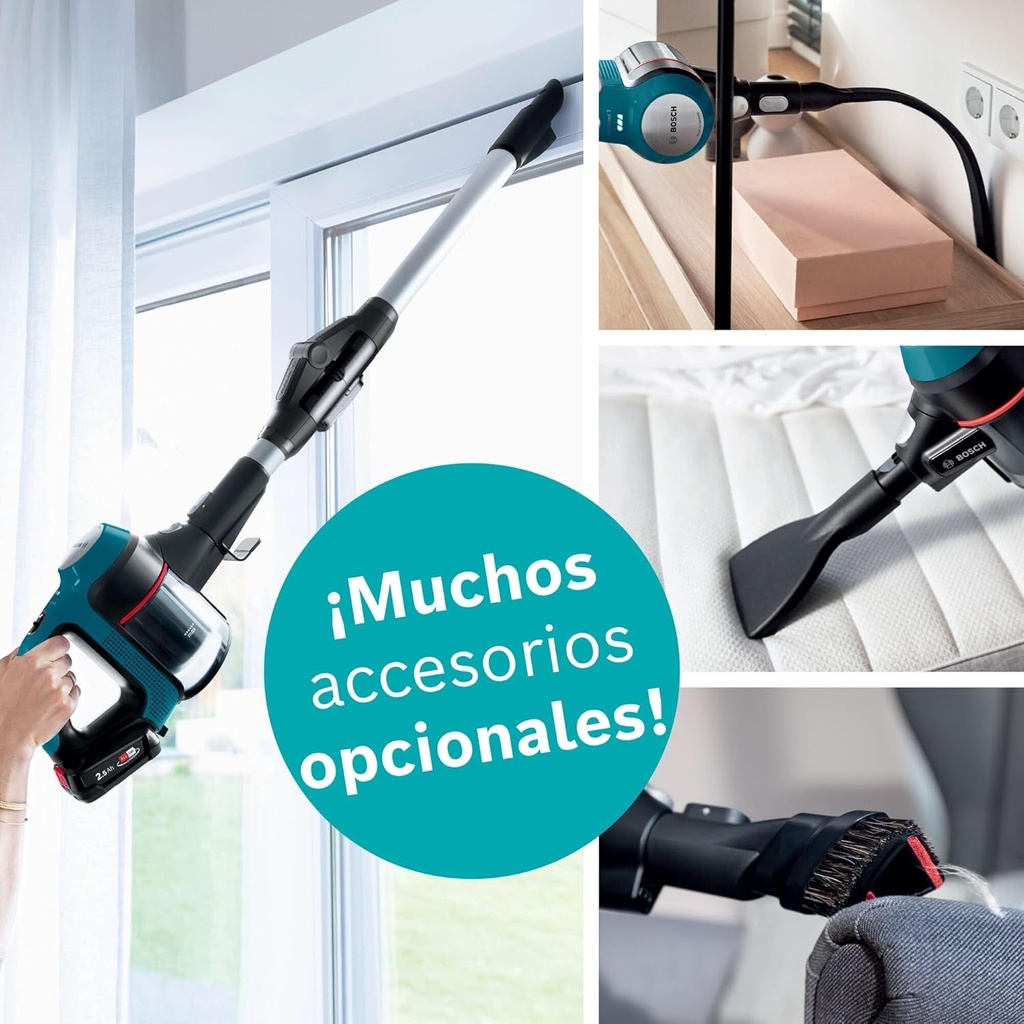 Bosch BSS71125AH, Aspiradora sin cable, Unlimited 7 Azul, 1 W, Depósito 0,3 l, Autonomía 35 min