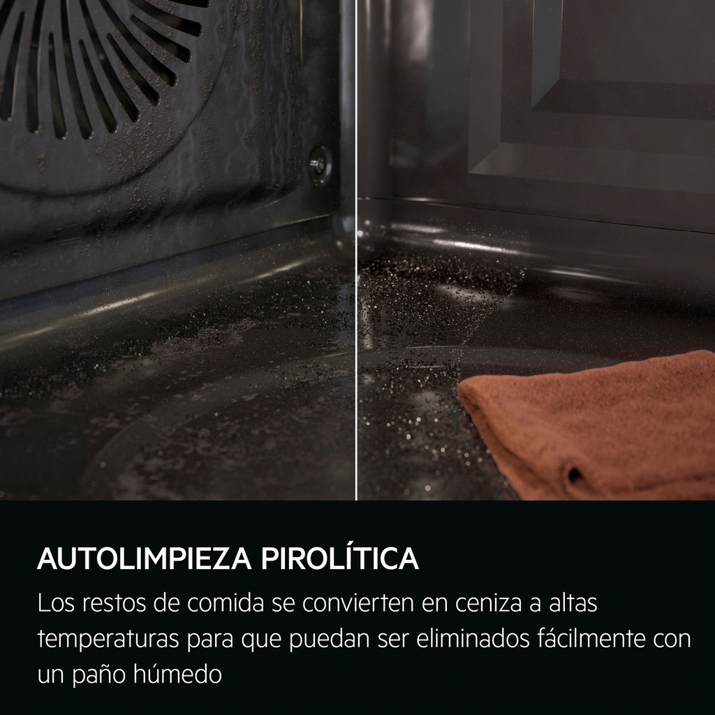 AEG TU5PB43SM, Horno multifunción inox antihuellas de 72 litros con limpieza pirolítica Clase A++