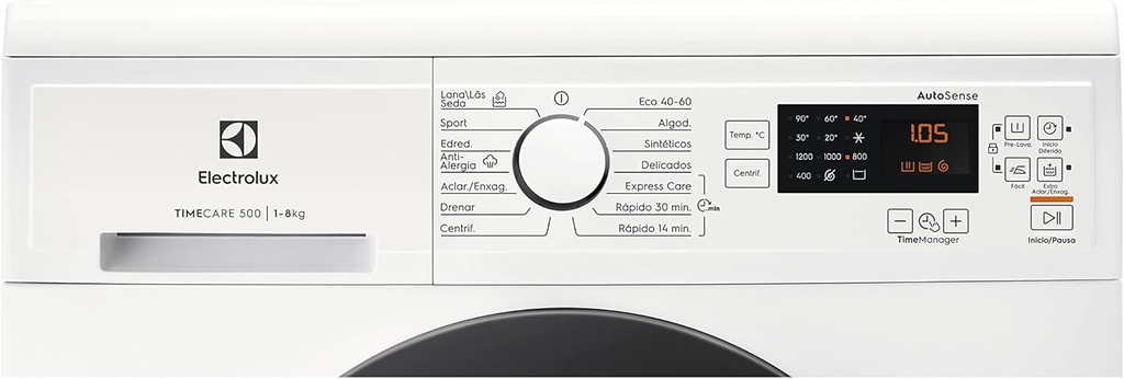 Electrolux EA2F6821CF, lavadora carga frontal, libre instalación, serie 500, 8kg, 1200rpm, AutoSense, blanco, clase A