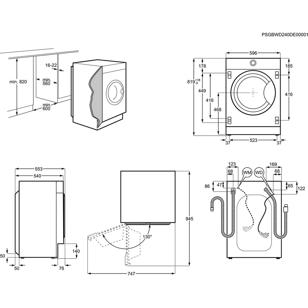 Electrolux EN7F4842OF Lavadora integrable Serie 700 SteamCare de 8.0 kg