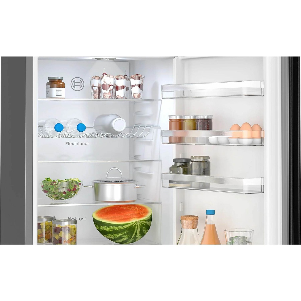 Bosch KGN392XCF, Frigorífico combinado de libre instalación 203 x 60 cm Acero negro antihuellas, Total NoFrost