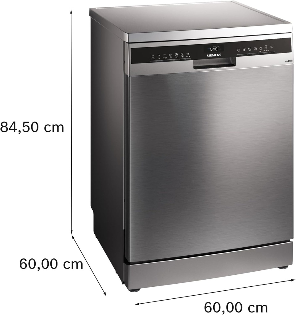 Siemens SN23HI02ME, Lavavajillas libre instalación, 60 cm, iQ300, acero antihuellas