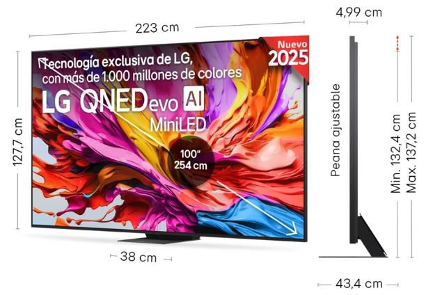 LG 100QNED86A6, TV QNED 100'' MiniLed, 4K Ultra HD, 120Hz, webOS 25
