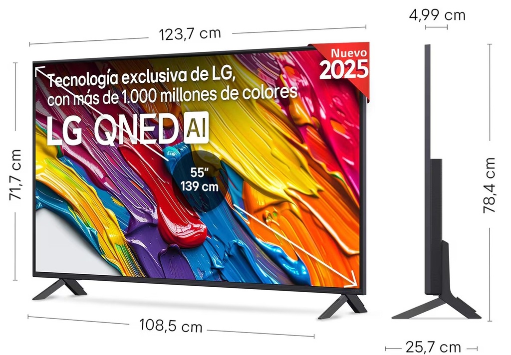 LG 55QNED87A6B, TV QNED 55" MiniLed, 4K Ultra HD, 120Hz, webOS 25