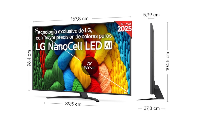 LG 75NANO81A6A, TV NanoCell 75", 4K Ultra HD, 60Hz, webOS 25