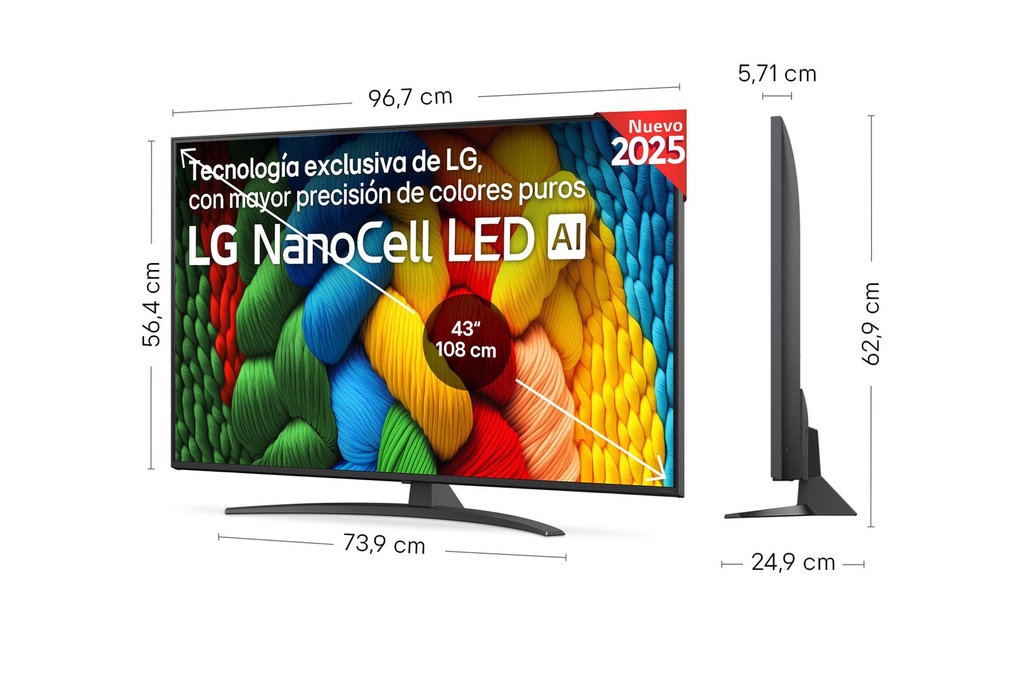 LG 43NANO81A6A, TV NanoCell 43", 4K Ultra HD, 60Hz, webOS 25