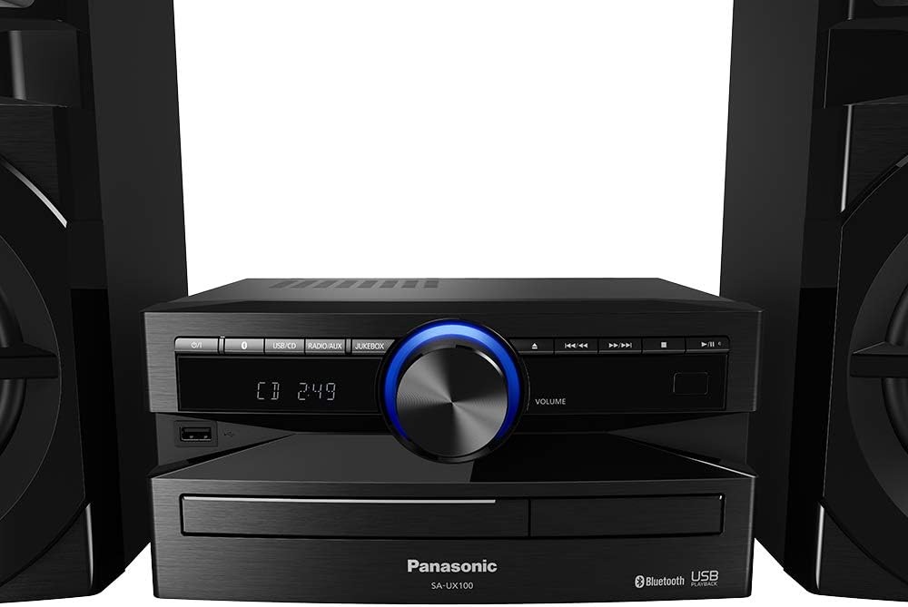 Panasonic SCUX100EK Mini System Microcadena (USB, Bluetooth, Acabado Mate, Estereo, MAX JukeBox, 300 W RMS
