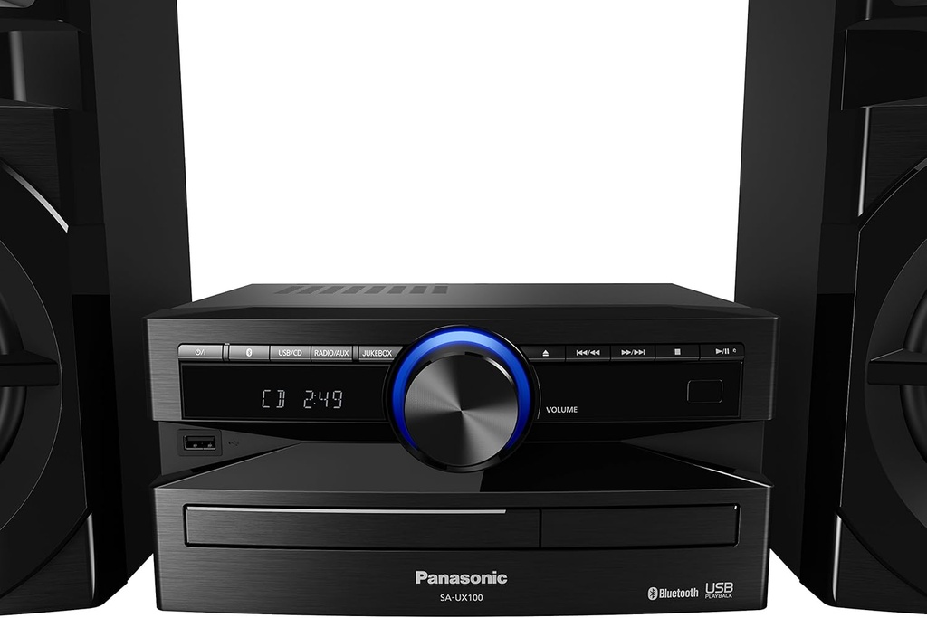 Panasonic SCUX100EK Mini System Microcadena (USB, Bluetooth, Acabado Mate, Estereo, MAX JukeBox, 300 W RMS