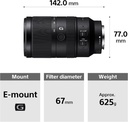 Sony SEL70350G, objetivo 70-350mm F4.5-6.3 G OSS - Teleobjetivo para APS-C