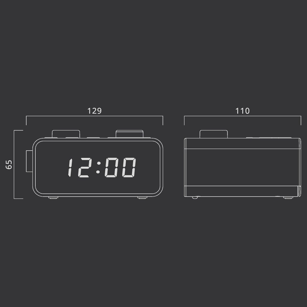 Muse M-17, Radio reloj alarma dual PLL, Pantalla de 0,9'', LED con dimmer y función 24h, Sintonizador Digital FM/MW, 6 presintonías (3 FM + 3 MW), Radio o buzzer, Sleep, Snoze y siesta