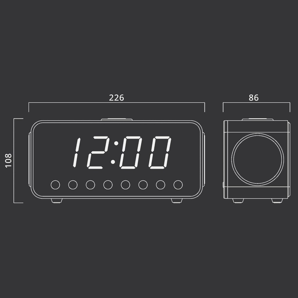 Muse M-192 CR,  Radio despertador FM/AM PLL con 20 presintonías, Pantalla LED de 1,8'' con tres niveles de intensidad, Radio, zumbador, snooze, sleep y siesta