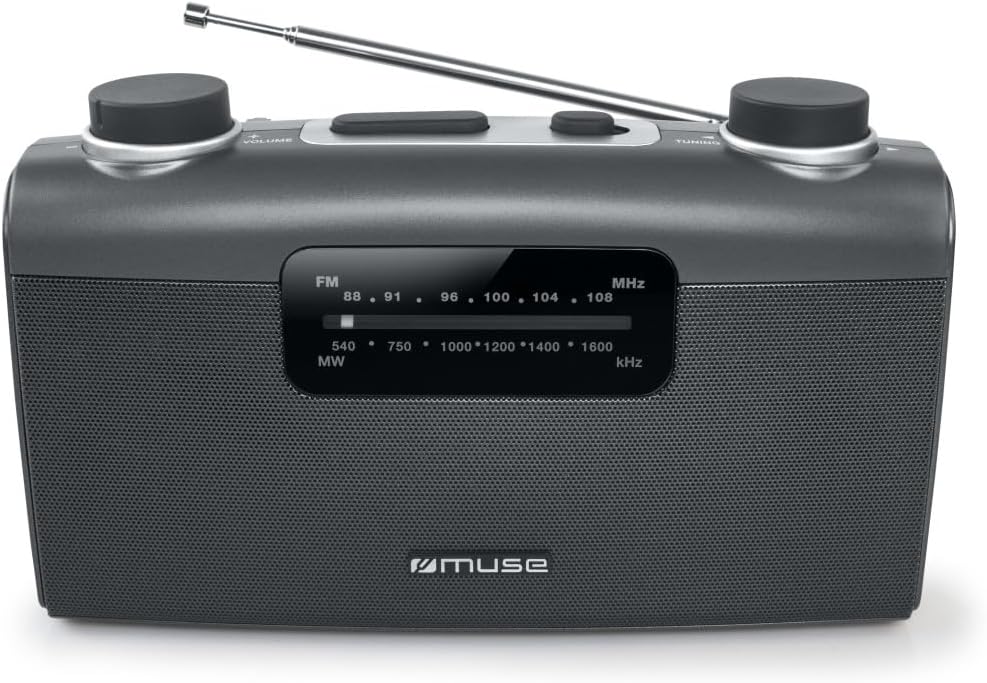 Muse M-058 R, Radio portátil, 2 bandas (FM/AM), Antena telescópica, Encendido y apagado en el botón de volumen, Entrada auxiliar mini-jack