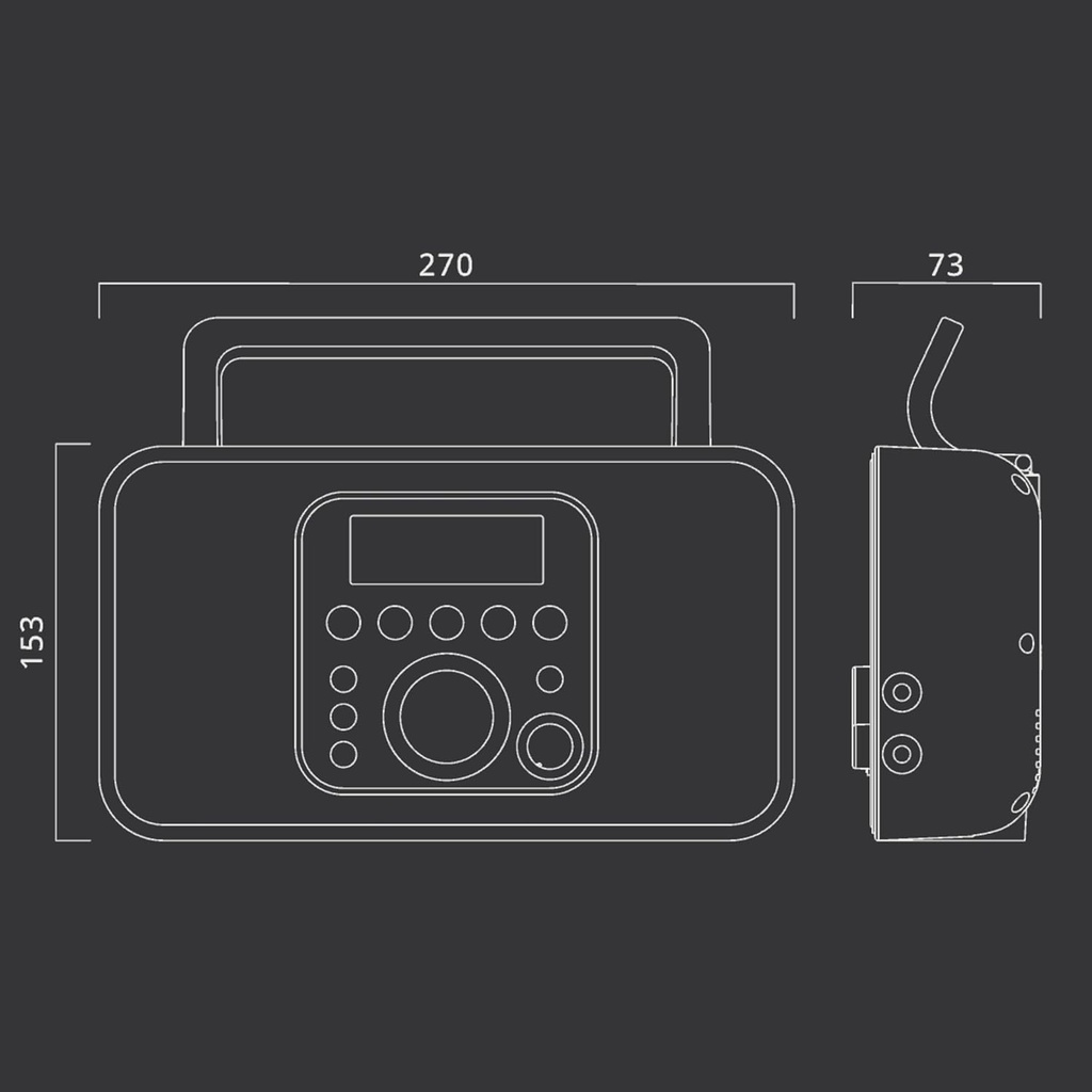 Muse M-091R, Radio portátil FM/AM PLL, 20 presintonías para emisoras (10 FM + 10 MW), Pantalla LCD, Reloj con alarma, Despertador por radio o buzzer, Entrada auxiliar, Alimentación por corriente o pilas