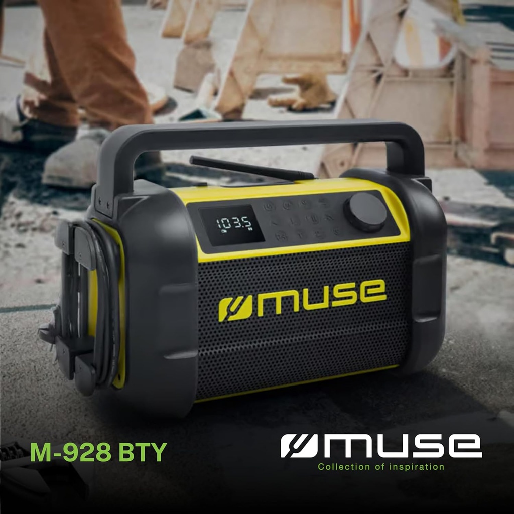 Muse M-928-BTY, Radio de trabajo con Bluetooth. Radio FM PLL, NFC, Potencia de salida 20W, Pantalla de 0,5''