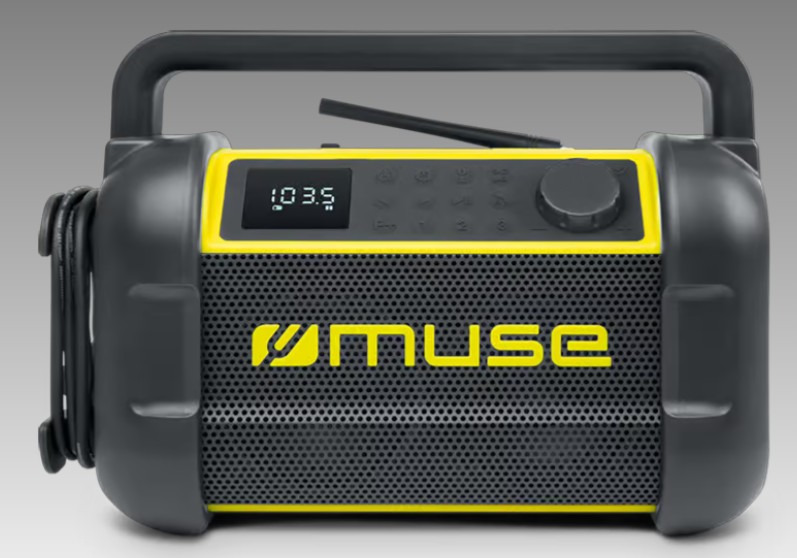 Muse M-928-BTY, Radio de trabajo con Bluetooth. Radio FM PLL, NFC, Potencia de salida 20W, Pantalla de 0,5''