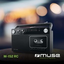 Muse M-152 RC, Reproductor y grabador de cassete, Radio analógica FM / MW con atena FM telescópica, Asa de mano, Altavoz 7,6 cm, Micrófono incorporado