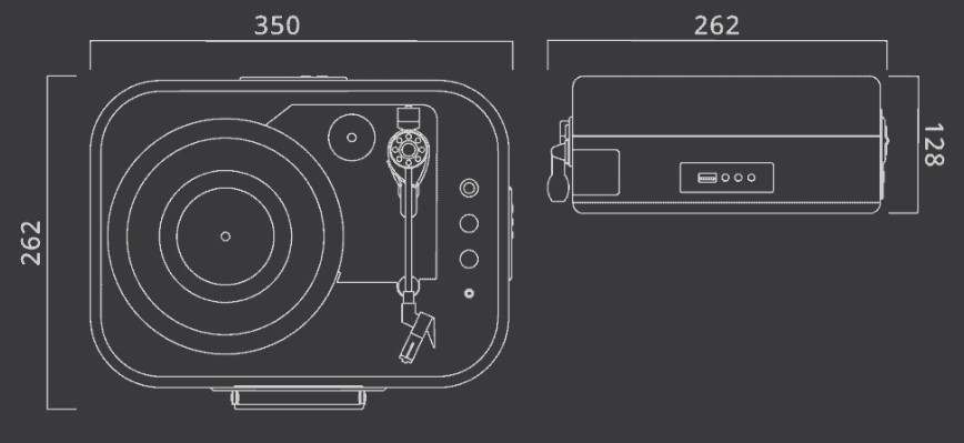 Muse MT-501, Giradiscos estéreo, 3 velocidades 33/45/78 RPM, Cápsula Audio Técnica MM (imán móvil), Recepor Bluetooth, Puerto USB, 2 altavoces integrados, Entrada auxiliar mini-jack, Salida RCA