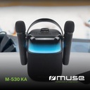 Muse M-530 KA, Altavoz BT Karaoke, Potencia 30W, con 6 Modos de luz. IPXS, Sonido de acompañamiento. Entrada Auxiliar, Toma de Auriculares, Entrada de Mic, Puerto USB