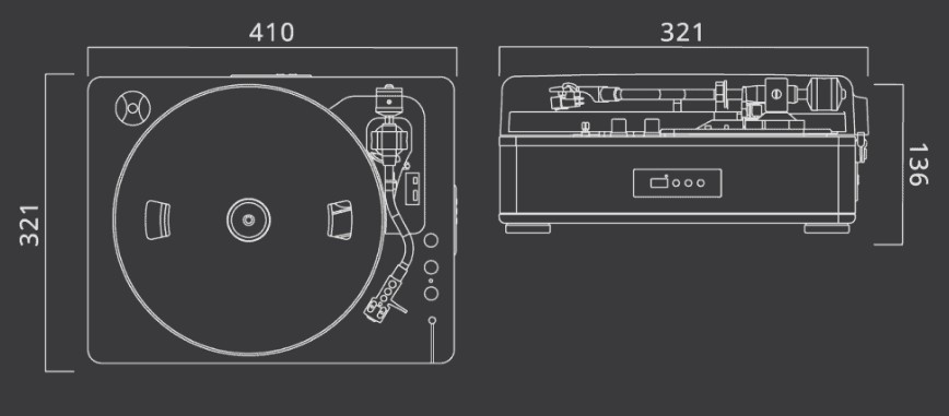 Muse MT-107 BTO, Giradiscos estéreo, 3 velocidades 33/45/78 RPM, Bluetooth, USB, Conmutador auto-apagado, Entrada auxiliar mini-jack, 2 altavoces integrados