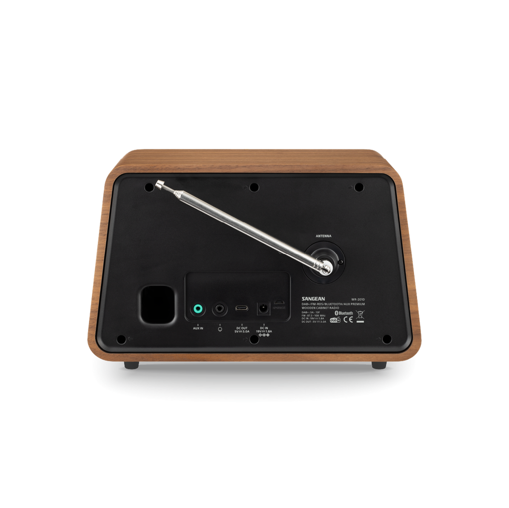 Sangean WR-201D, radio DAB+ / FM-RDS, Bluetooth, AUX Radio de sobremesa de madera premium cerezo natural