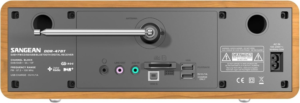 Sangean DDR-47BT, radio con gabinete de madera DAB+ BLUETOOH