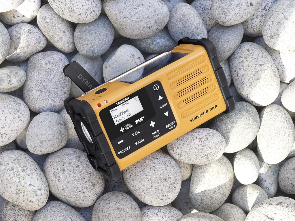 Sangean MMR-88 DAB, radio de emergencia con manivela y carga solar, DAB+ / FM, camuflaje