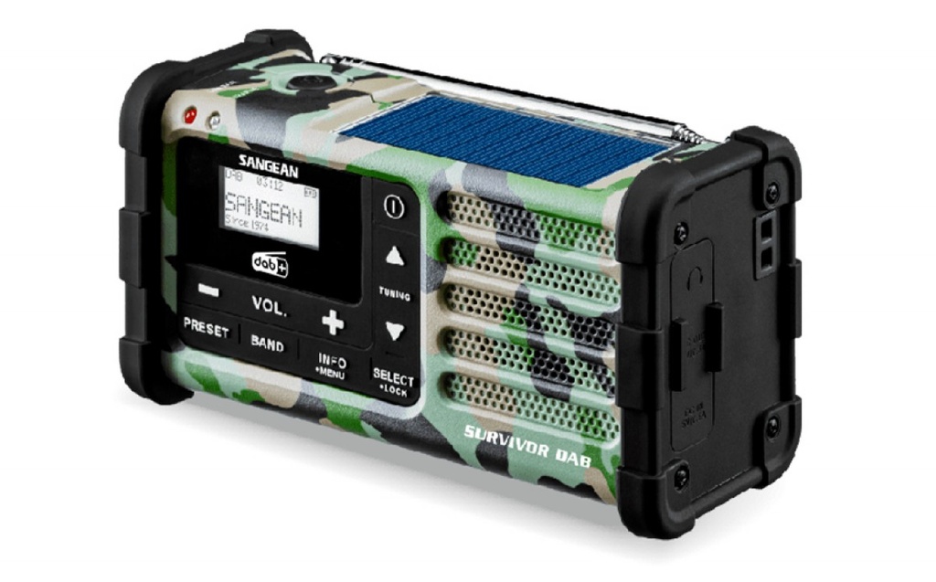 Sangean MMR-88 DAB-C, radio de emergencia con manivela y carga solar, DAB+ / FM, verde