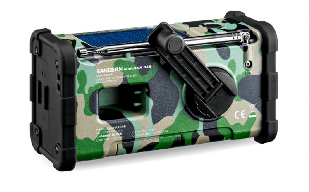 Sangean MMR-88 DAB-C, radio de emergencia con manivela y carga solar, DAB+ / FM, verde