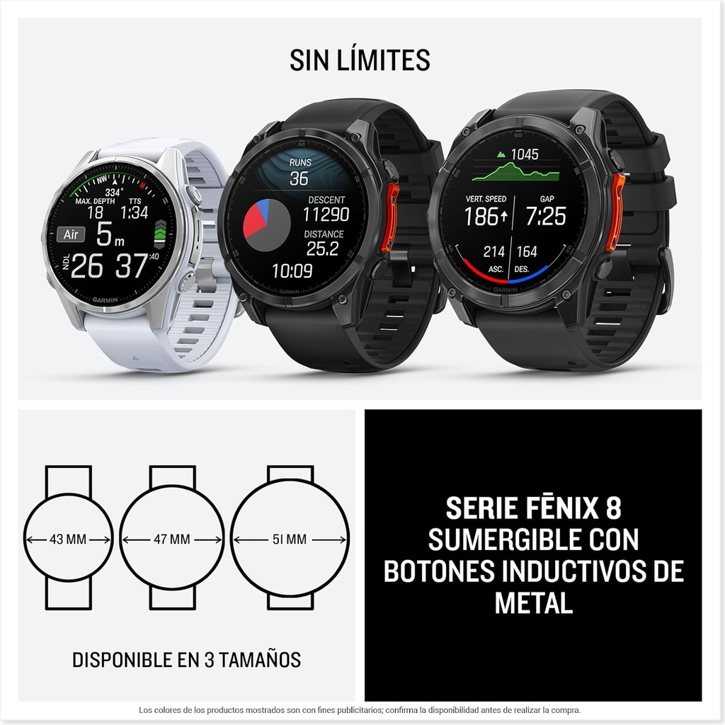 Reloj Garmin Fenix 8, 47mm, Multisport GPS,