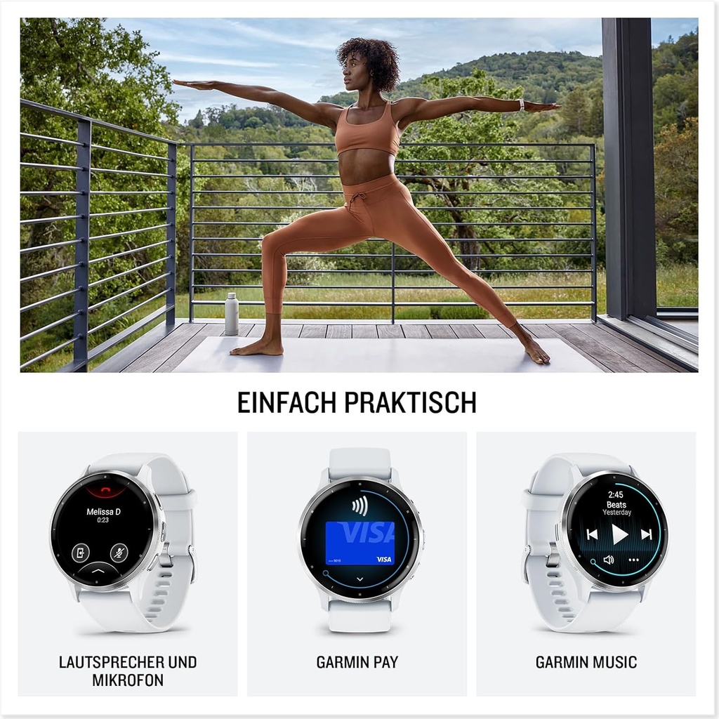 Reloj Garmin Venu 3, GPS, Funciones de salud y forma física, Batería hasta 14 días, Resistente al agua 50 metros