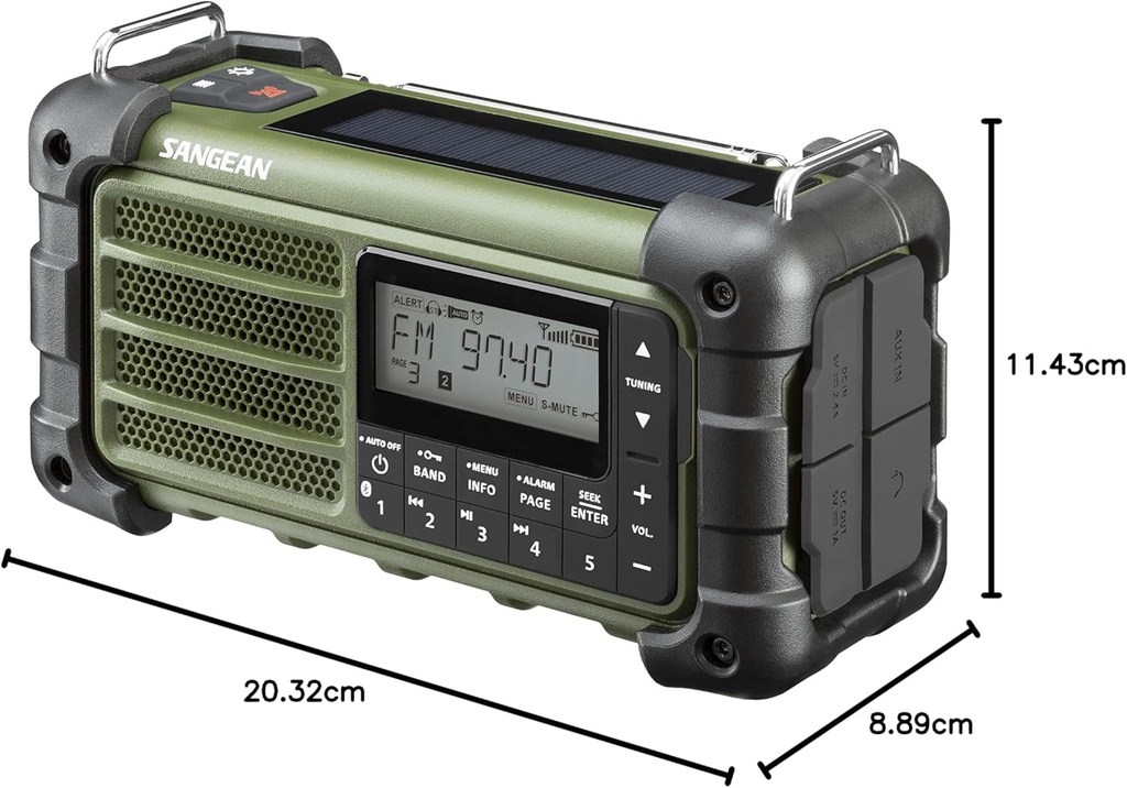 Sangean MMR99, radio de emergencia, recargable, Forest Green