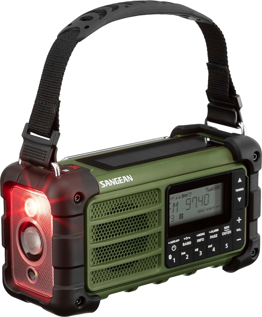 Sangean MMR99, radio de emergencia, recargable, Forest Green