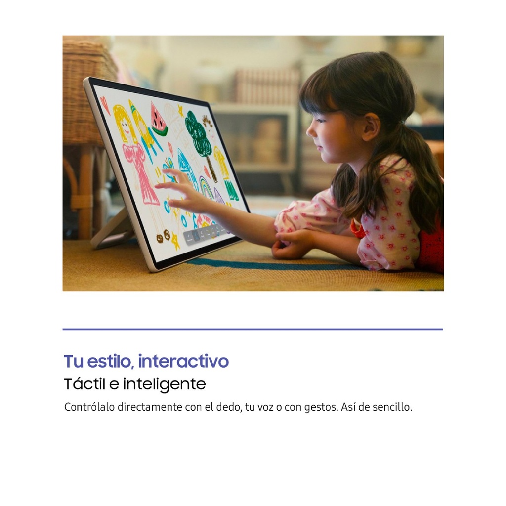 Monitor LED 27" - Samsung The Movingstyle UE27LSM7FAXXXU, QHD, Touch Interaction Movable Screen, NQ4 AI Gen2, Sistema operativo Bixby, Blanco