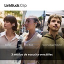 Sony LinkBuds WFLC900B Clip de estilo abierto, cómodo diseño con clip, 3 modos de escucha, IPX4, llamadas nítidas, 37 horas de batería, asistente de voz con IA, control táctil, iOS y Android