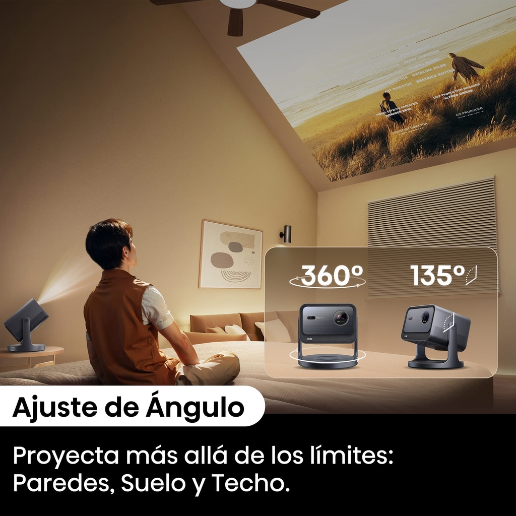 Mini Proyector Smart Tricroma UHD 4K, 65 a 300 pulgadas, 2000 Lumenes, Dolby Vision, HDR, Zoom Digital, Enfoque automático y manual