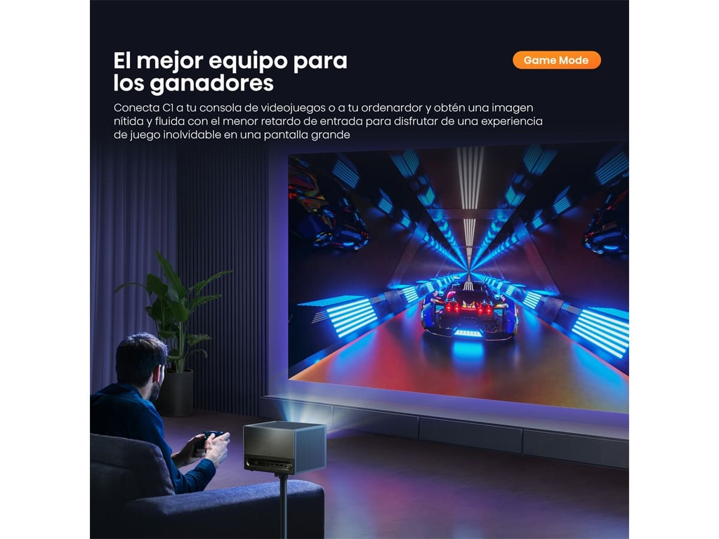 Mini Proyector Smart tV, Tricroma UHD 4K, 65 a 300 pulgadas, 1600 Lumenes, Dolby Vision-Atmos, Audio JBL,