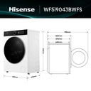 Hisense WF5I9043BWFS, lavadora de carga frontal, 9KG, fondo reducido, clase A - 10%, 1400RPM