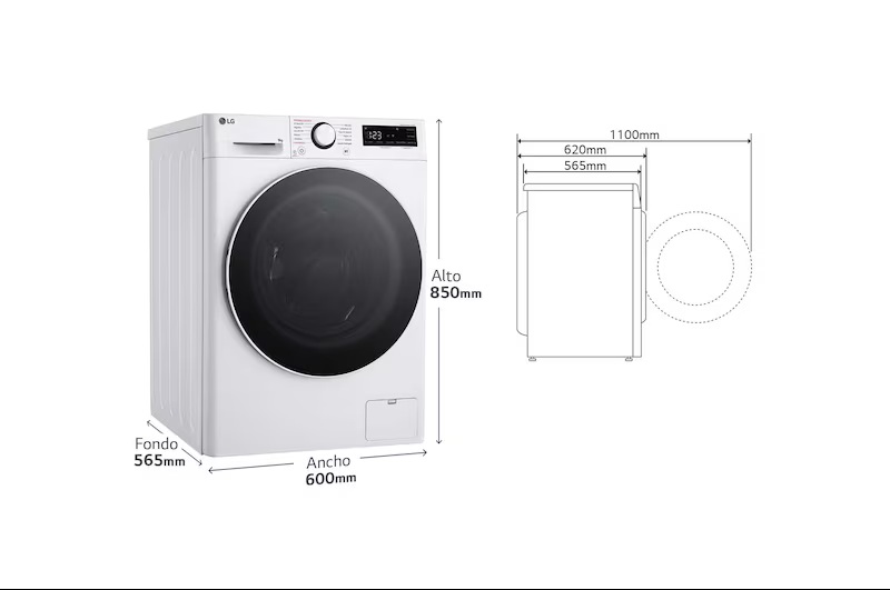 LG F4WR6009A0W, Lavadora inteligente AI Direct Drive. TurboWash 360º, Vapor, 9kg , 1400rpm Un 10% más eficiente que A, Serie 600