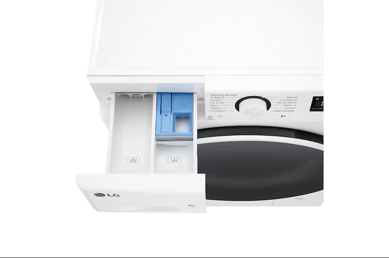 LG F4WR6009A0W, Lavadora inteligente AI Direct Drive. TurboWash 360º, Vapor, 9kg , 1400rpm Un 10% más eficiente que A, Serie 600