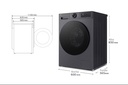 LG F4X5009TBB, Lavadora Inteligente  AI Direct Drive, TurboWash 360º, 9kg, 1400rpm, Serie 500, Un 40% más eficiente que A, Acero grafito mate