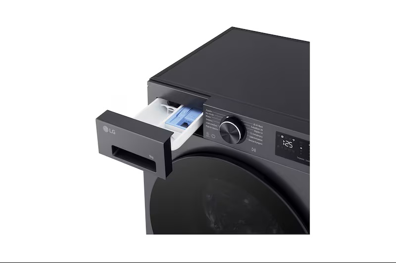 LG F4X5009TBB, Lavadora Inteligente  AI Direct Drive, TurboWash 360º, 9kg, 1400rpm, Serie 500, Un 40% más eficiente que A, Acero grafito mate